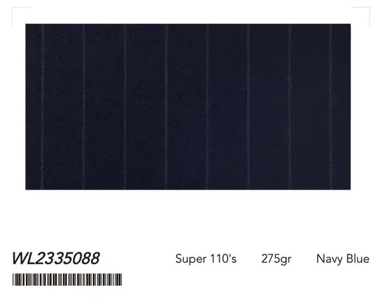 Classic Navy Pinstripe Super 110’s Wool Suit – 275g Refined Tailoring