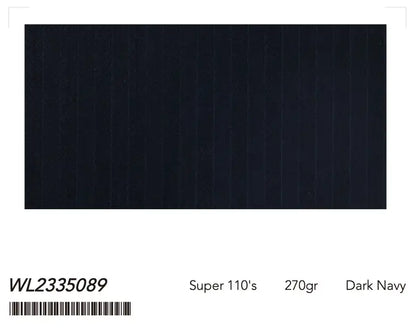 Dark Navy Herringbone Pinstripe Super 110’s Wool Suit – 270g Signature Tailoring