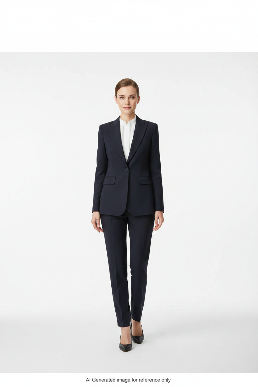 Dark Navy Textured Super 120's Wool – 270g | Bespoke Women's Suit & Separates