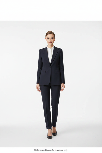 Dark Navy Textured Super 120's Wool – 270g | Bespoke Women's Suit & Separates