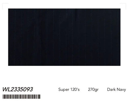 Dark Navy Pinstripe Super 120’s Wool Suit – 270g Premium Tailoring