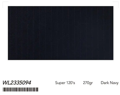 Dark Navy Textured Pinstripe Super 120’s Wool Suit – 270g Luxury Tailoring
