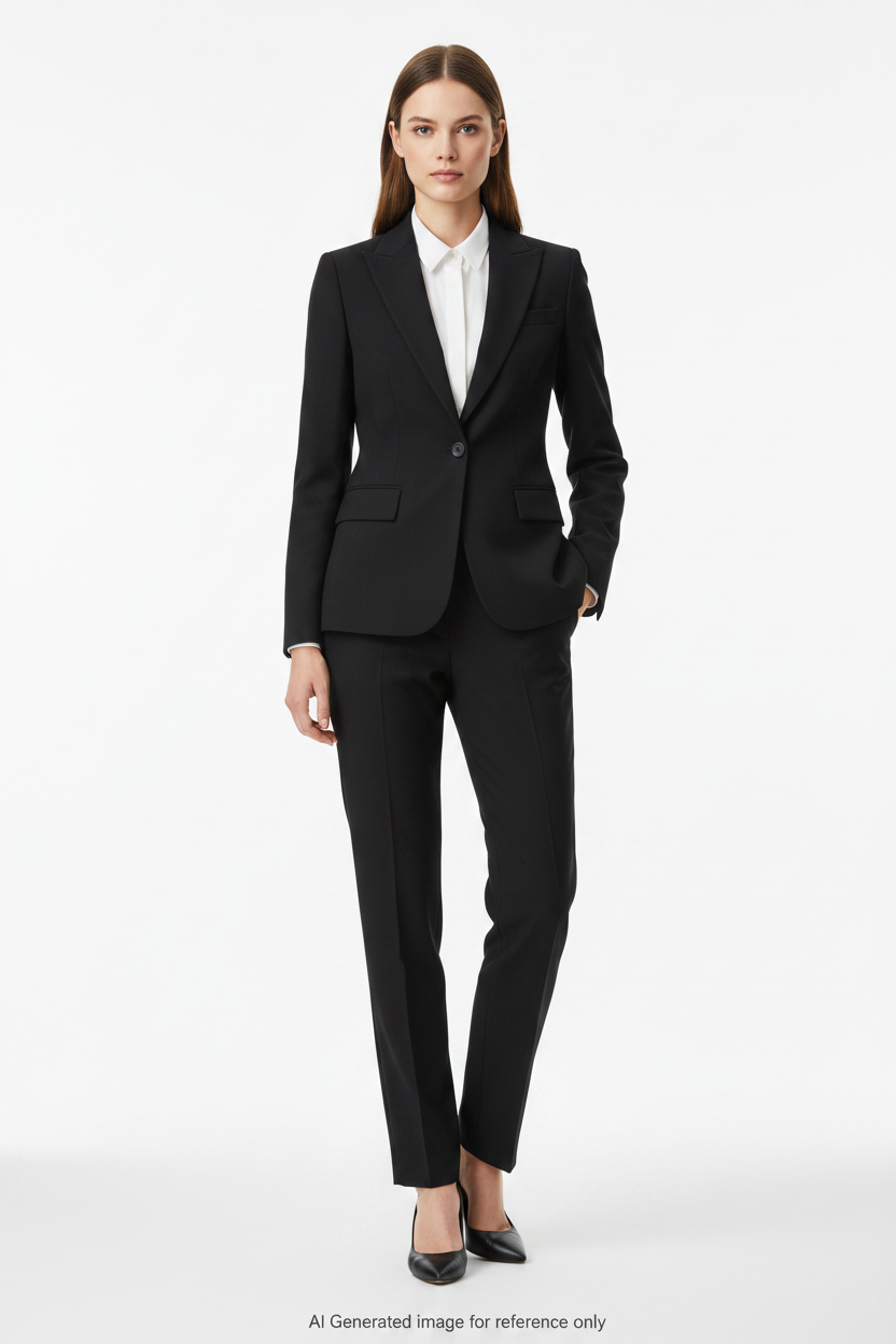 Jet Black Textured Super 120's Wool – 280g | Bespoke Women's Suit & Separates
