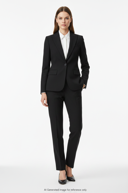 Jet Black Textured Super 120's Wool – 280g | Bespoke Women's Suit & Separates