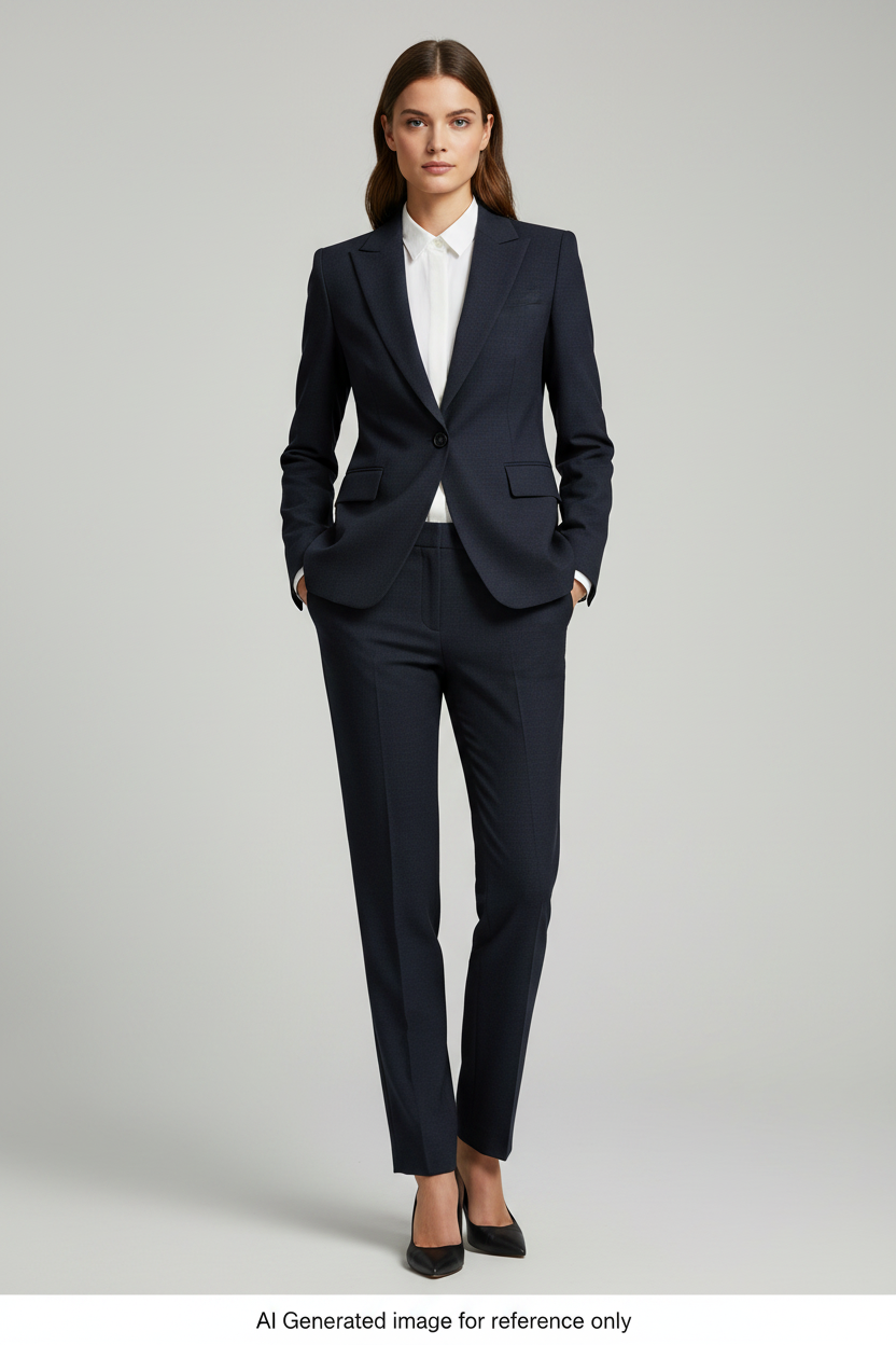 Dark Navy Subtle textured weave Super 120's Wool – 280g | Bespoke Women's Suit & Separates
