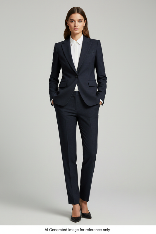 Dark Navy Subtle textured weave Super 120's Wool – 280g | Bespoke Women's Suit & Separates