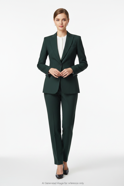 Deep Forest Green Subtle textured weave Super 120's Wool – 280g | Bespoke Women's Suit & Separates