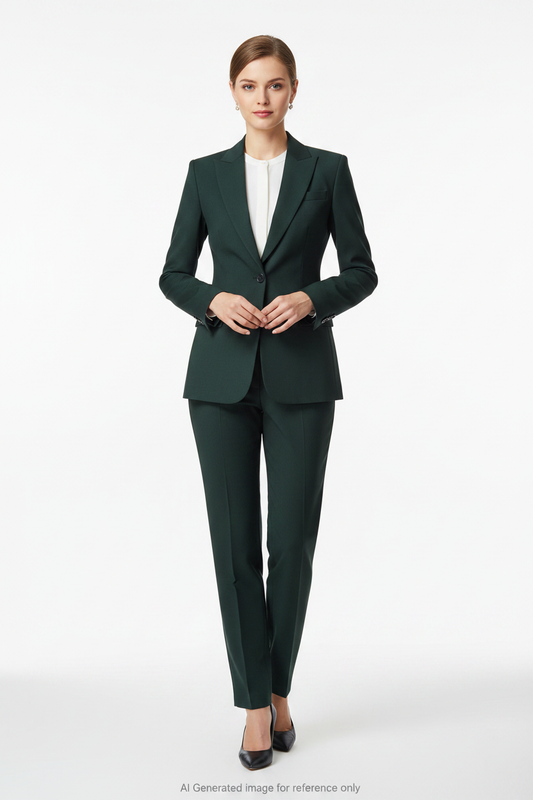 Deep Forest Green Subtle textured weave Super 120's Wool – 280g | Bespoke Women's Suit & Separates