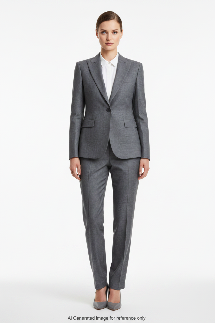 Mid Grey Subtle textured weave Super 120's Wool – 280g | Bespoke Women's Suit & Separates