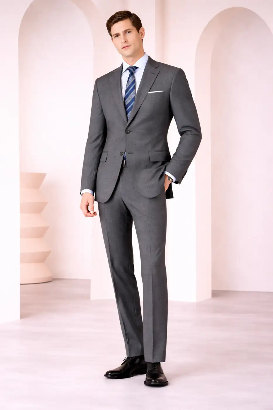 Mid Grey Micro Check Super 110’s Wool Suit – 275g Classic Tailoring