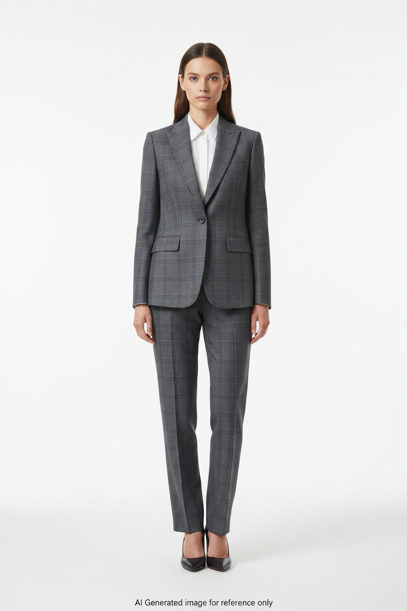 Mid Grey Micro Check Super 110's Wool – 275g | Bespoke Women's Suit & Separates
