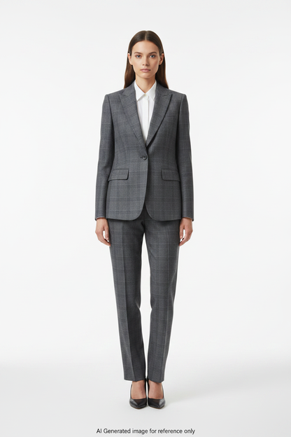 Mid Grey Micro Check Super 110's Wool – 275g | Bespoke Women's Suit & Separates