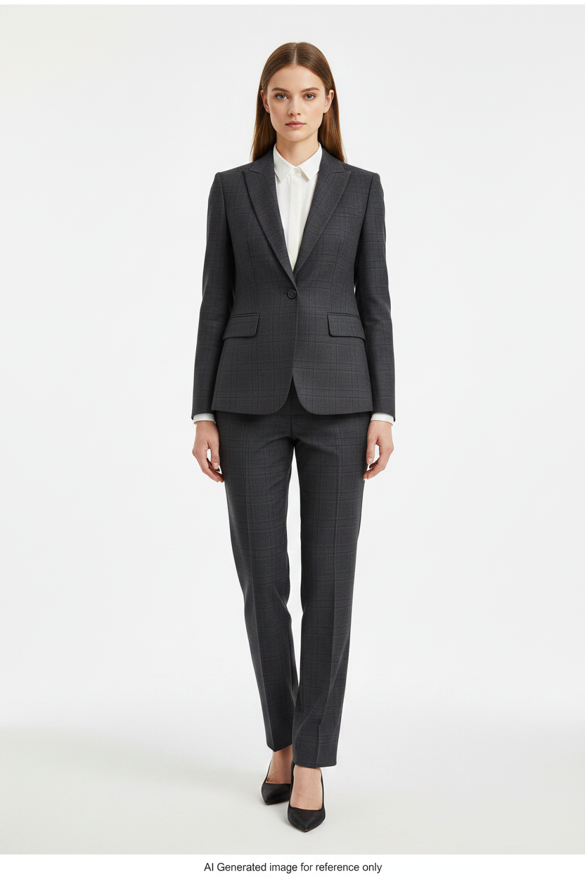Dark Grey Micro Check Super 110's Wool – 275g | Bespoke Women's Suit & Separates