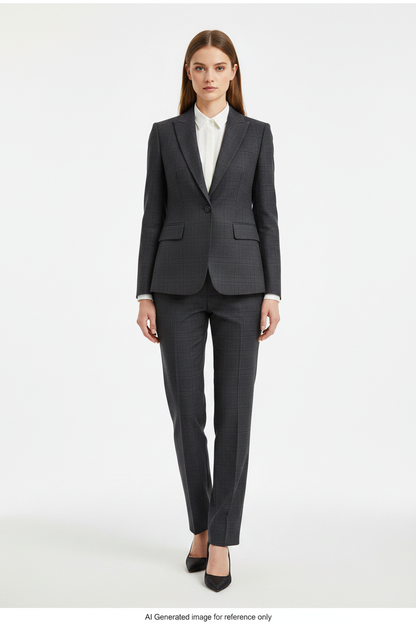 Dark Grey Micro Check Super 110's Wool – 275g | Bespoke Women's Suit & Separates