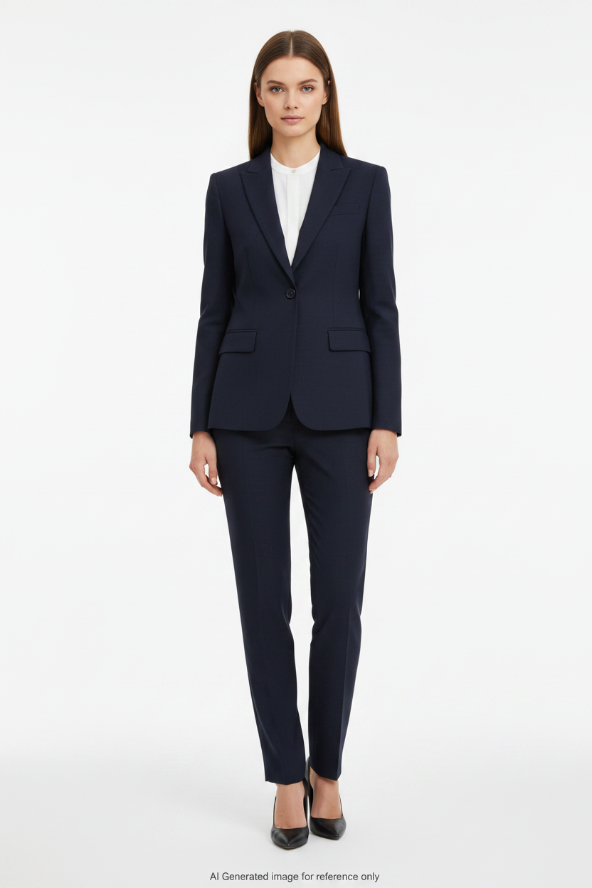 Navy Subtle textured weave Super 110's Wool – 275g | Bespoke Women's Suit & Separates