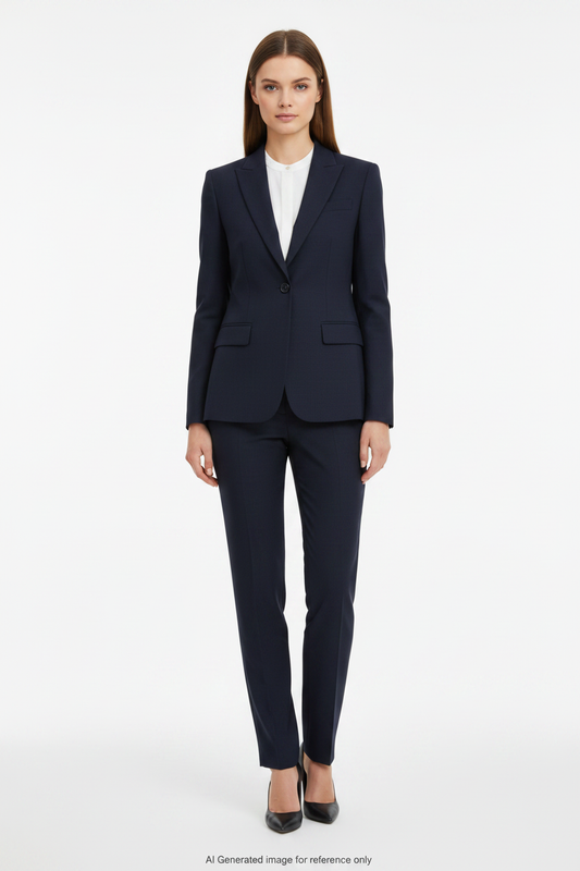 Navy Subtle textured weave Super 110's Wool – 275g | Bespoke Women's Suit & Separates