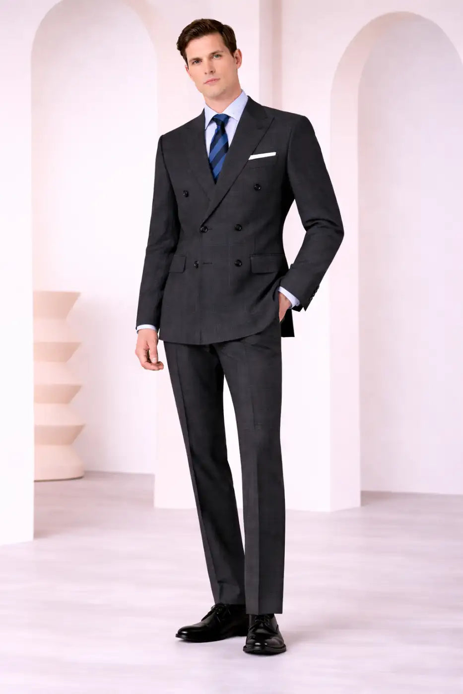 Dark Grey Glen Check Super 110’s Wool Suit – 275g Refined Tailoring