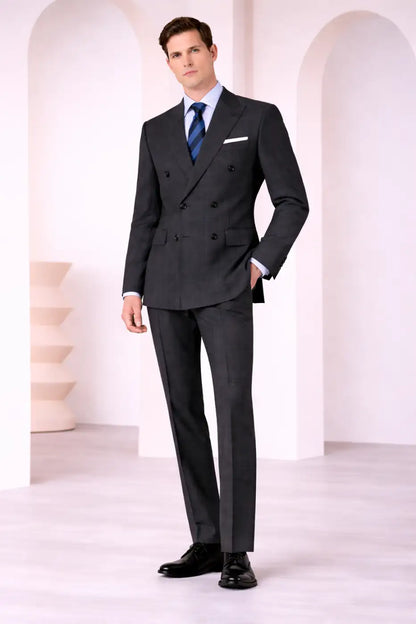 Dark Grey Glen Check Super 110’s Wool Suit – 275g Refined Tailoring
