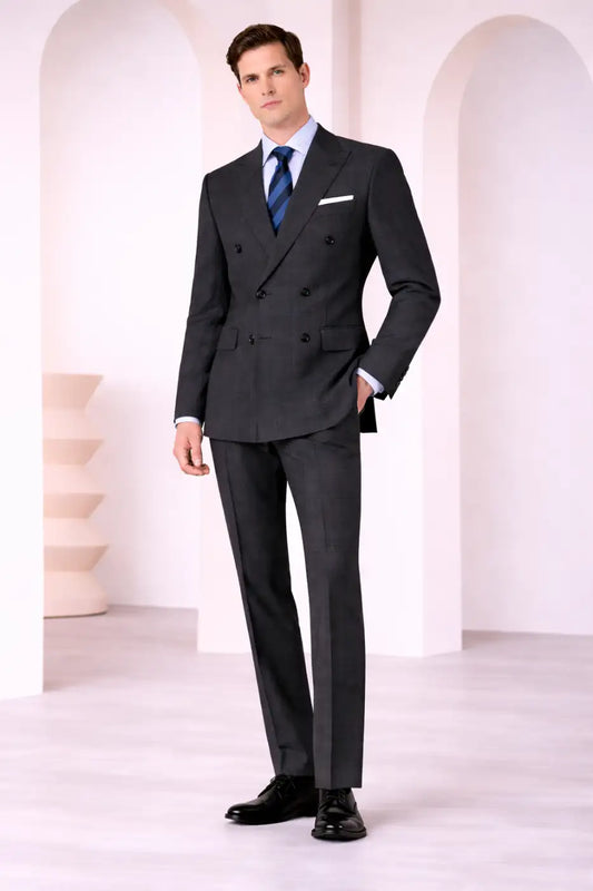 Dark Grey Glen Check Super 110’s Wool Suit – 275g Refined Tailoring