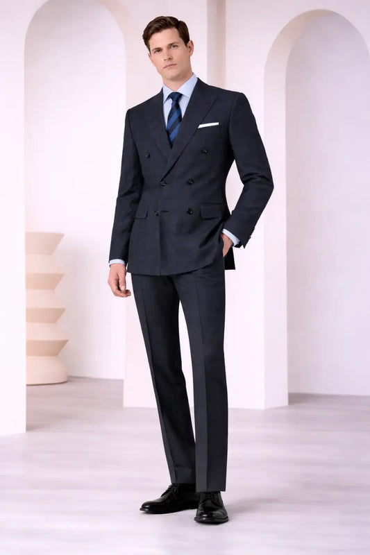 Navy Glen Check Super 110’s Wool Suit – 275g Refined Tailoring