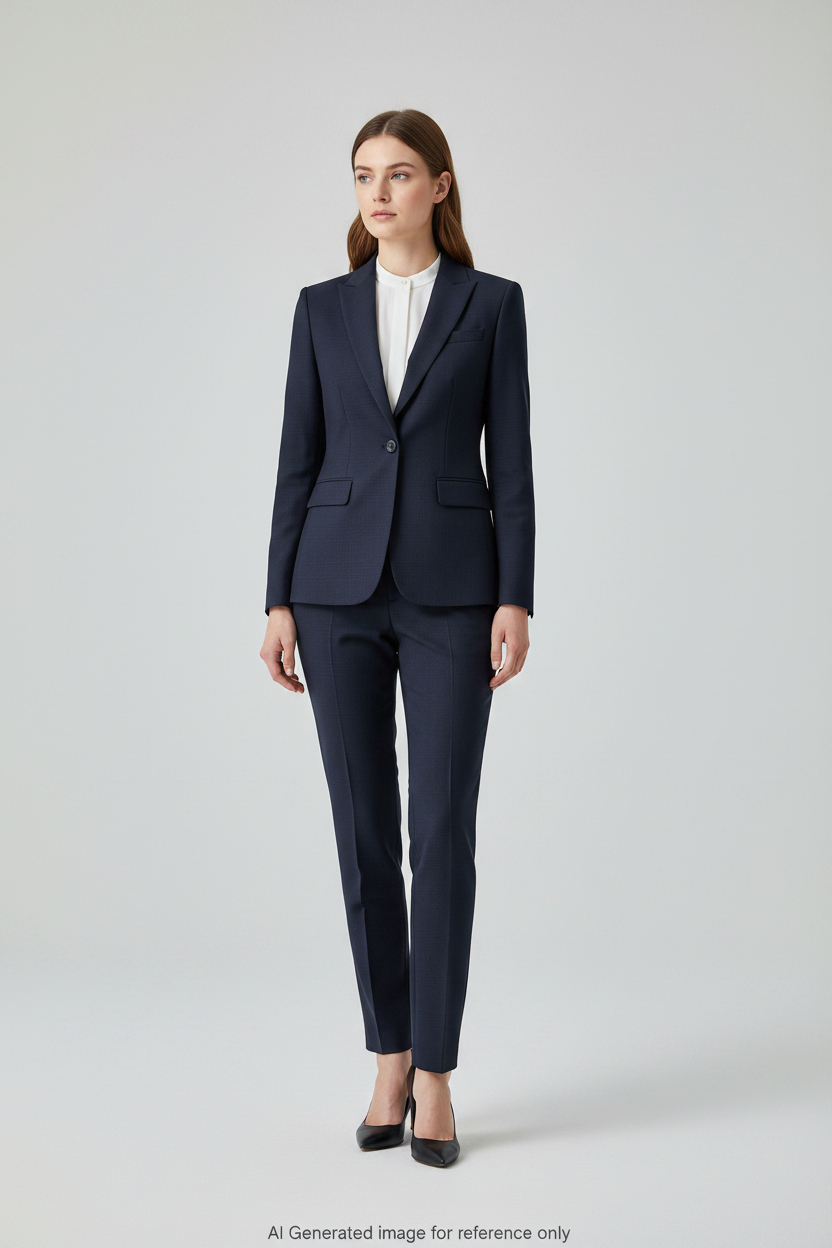 Navy Glen Check Super 110's Wool – 275g | Bespoke Women's Suit & Separates