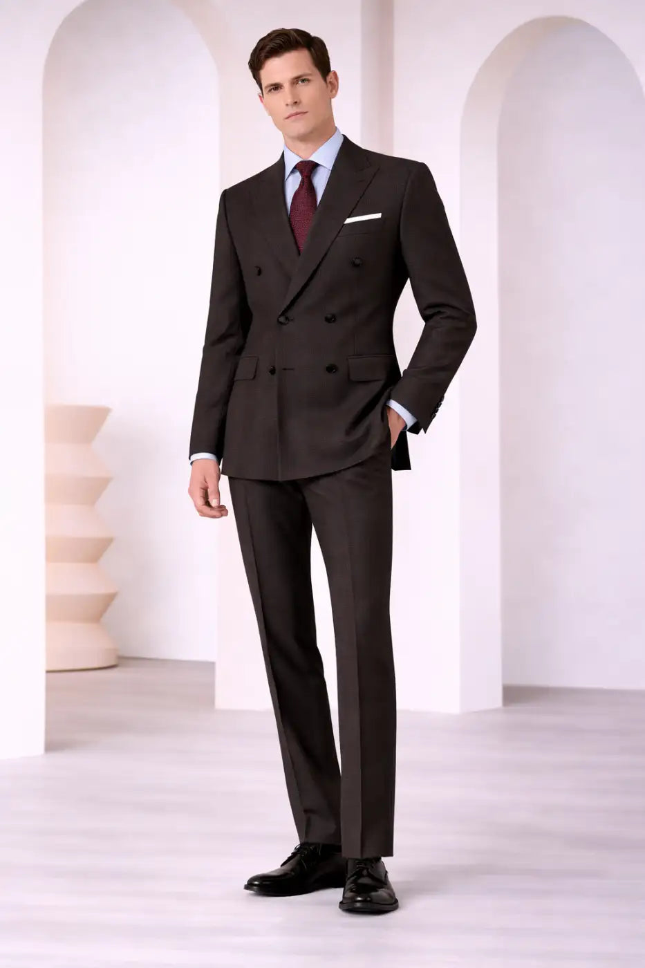 Rich Brown Glen Check Super 110’s Wool Suit – 275g Refined Tailoring