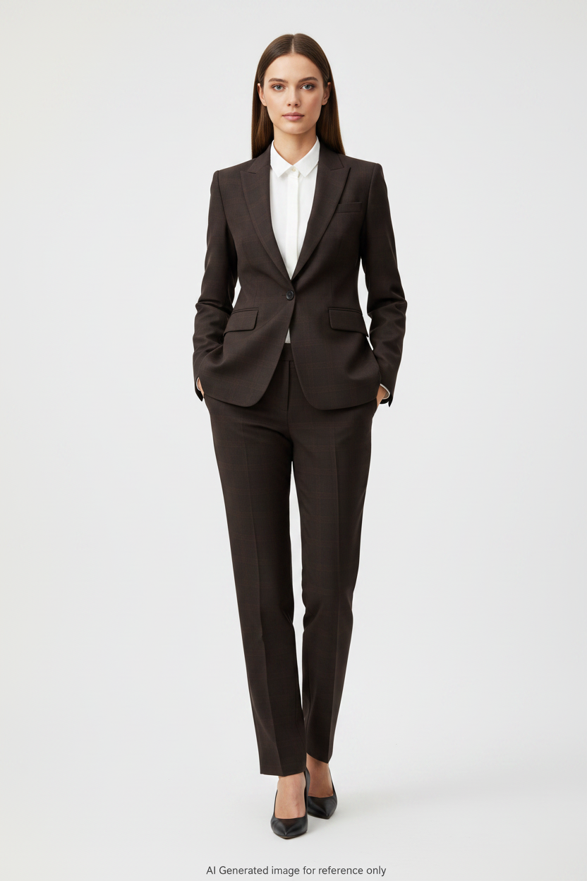 Rich Brown Glen Check Super 110's Wool – 275g | Bespoke Women's Suit & Separates