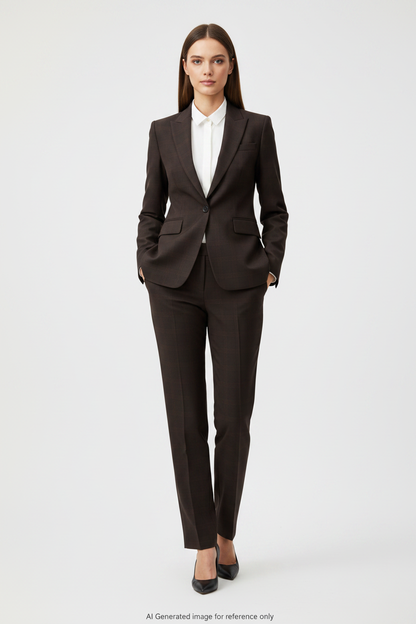 Rich Brown Glen Check Super 110's Wool – 275g | Bespoke Women's Suit & Separates