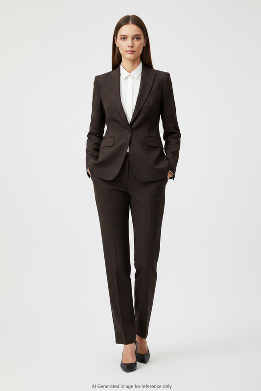 Rich Brown Glen Check Super 110's Wool – 275g | Bespoke Women's Suit & Separates