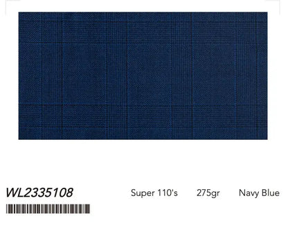Navy Windowpane Super 110’s Wool Suit – 275g Modern Tailoring