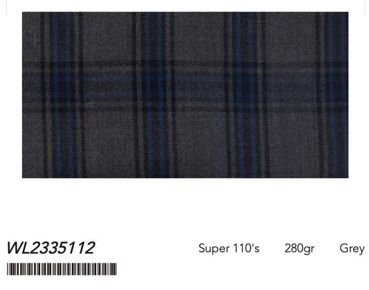 Grey Blue Windowpane Super 110’s Wool Suit – 280g Modern Tailoring