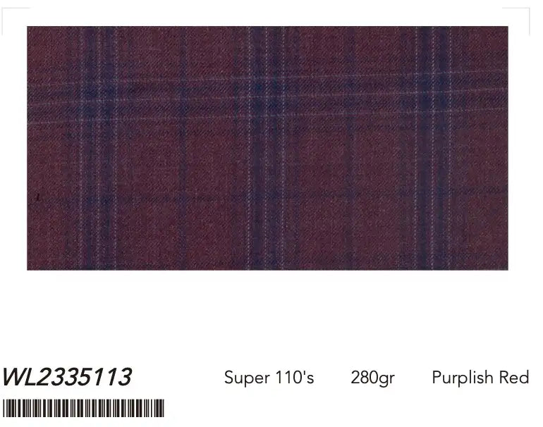 Purplish Red Windowpane Super 110’s Wool Suit – 280g Statement Tailoring