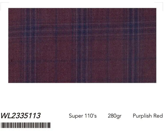 Purplish Red Windowpane Super 110’s Wool Suit – 280g Statement Tailoring