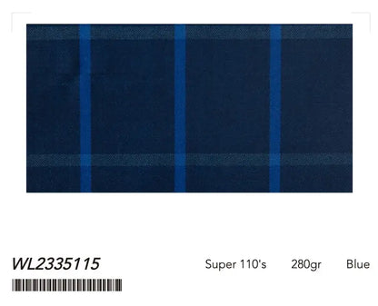 Blue Statement Windowpane Super 110’s Wool Suit – 280g Modern Tailoring
