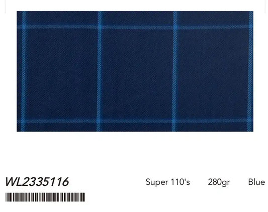 Blue Large Windowpane Super 110’s Wool Suit – 280g Statement Tailoring