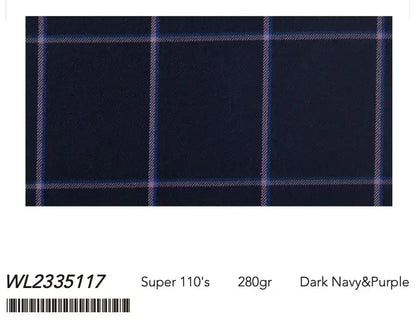 Dark Navy & Purple Windowpane Super 110’s Wool Suit – 280g Luxury Tailoring