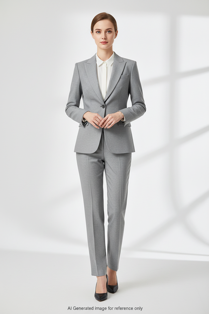 Light Grey Textured Super 110's Wool – 340g | Bespoke Women's Suit & Separates