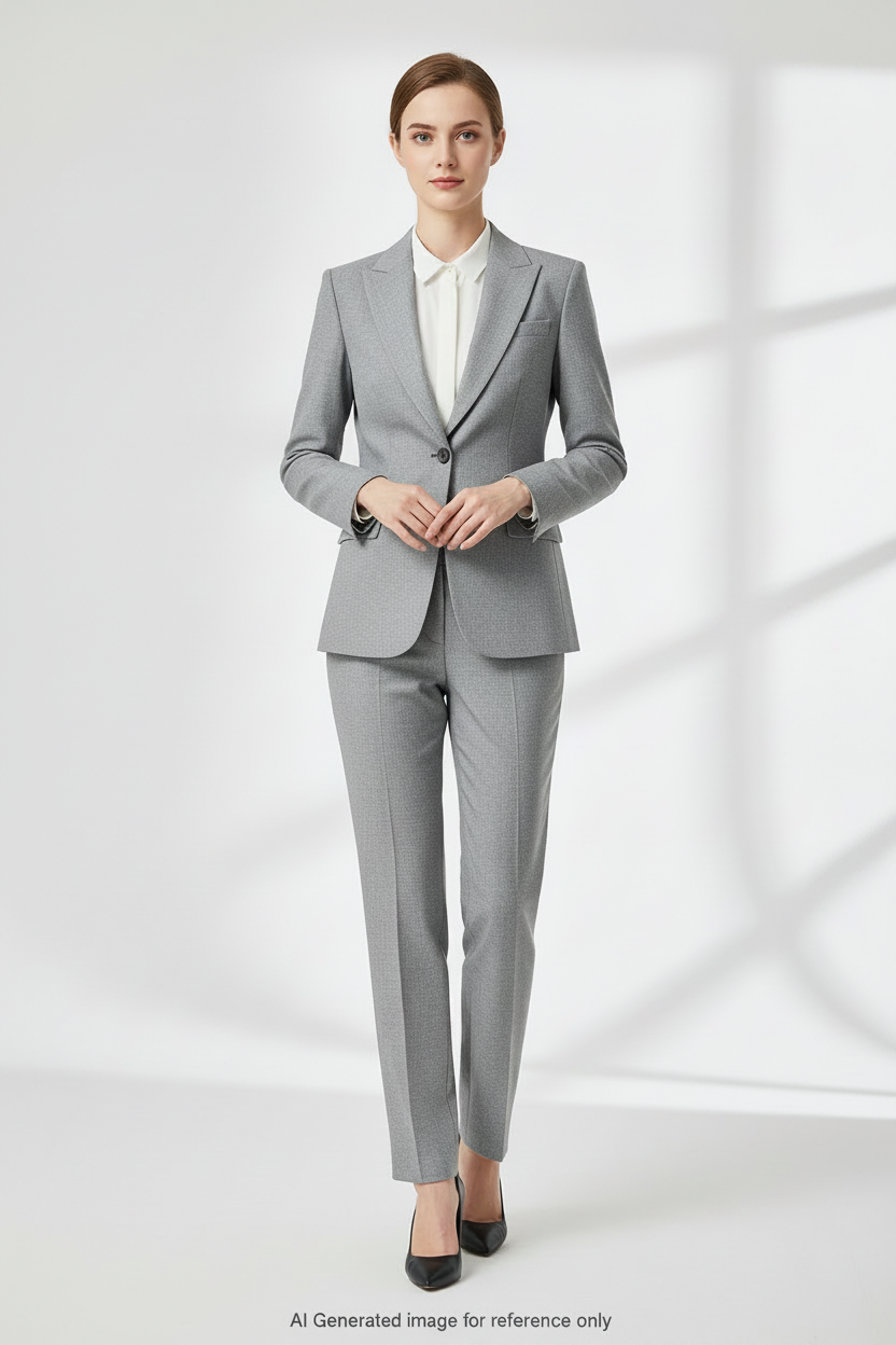 Light Grey Textured Super 110's Wool – 340g | Bespoke Women's Suit & Separates