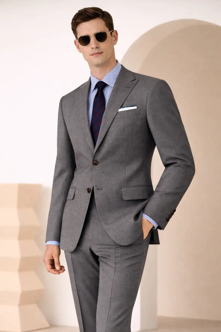 Mid Grey Super 110’s Wool Suit – 340g Premium Tailoring