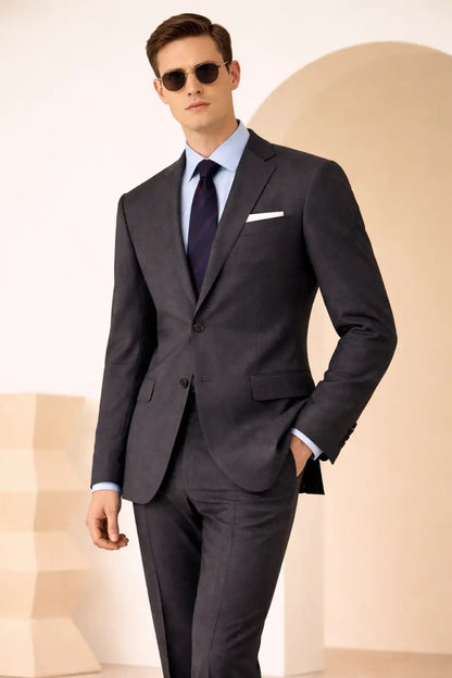 Dark Grey Super 110’s Wool Suit – 340g Premium Tailoring