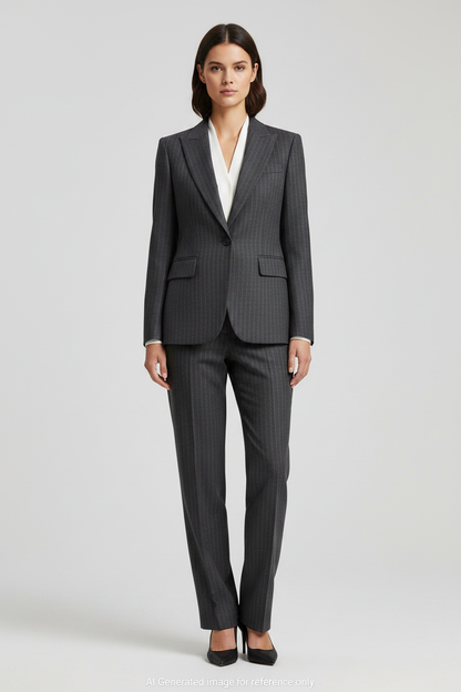 Dark Grey Textured Super 110's Wool – 340g | Bespoke Women's Suit & Separates