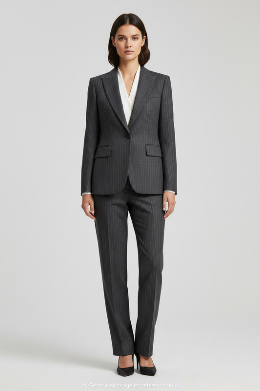 Dark Grey Textured Super 110's Wool – 340g | Bespoke Women's Suit & Separates