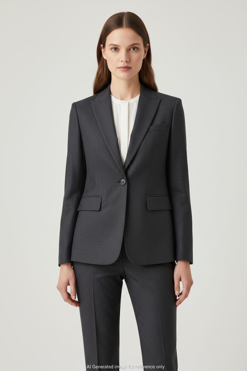 Dark Grey Textured Super 110's Wool – 340g | Bespoke Women's Suit & Separates