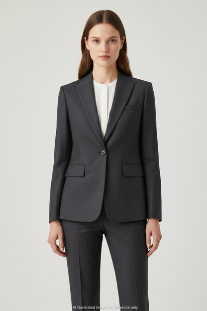 Dark Grey Textured Super 110's Wool – 340g | Bespoke Women's Suit & Separates