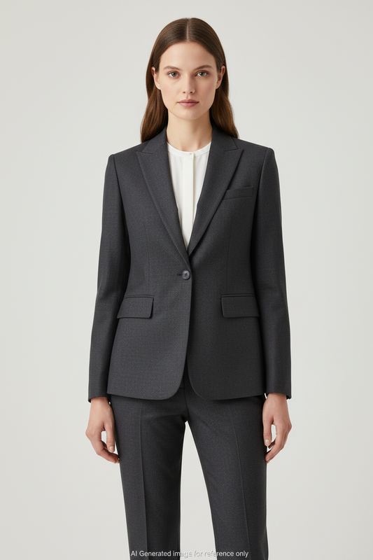 Dark Grey Textured Super 110's Wool – 340g | Bespoke Women's Suit & Separates