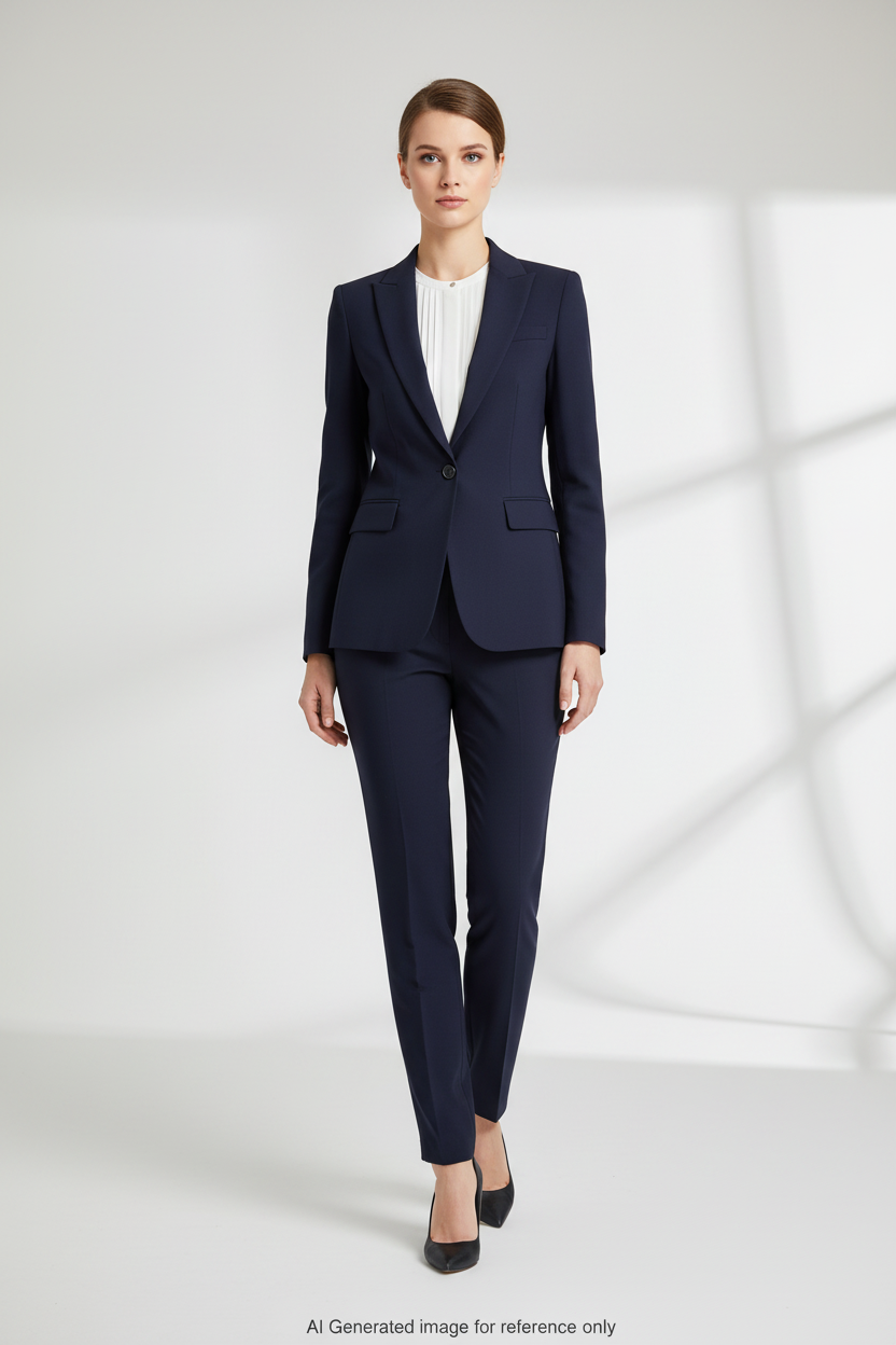 Indigo Textured Super 110's Wool – 340g | Bespoke Women's Suit & Separates