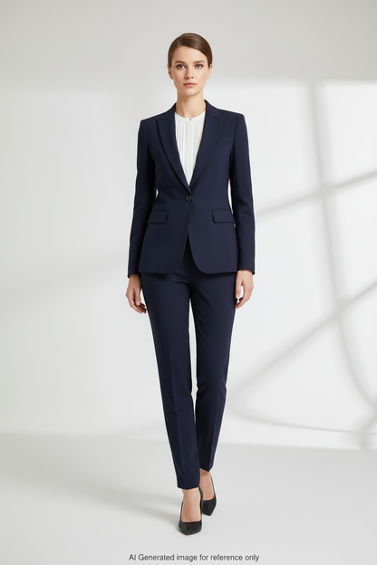 Indigo Textured Super 110's Wool – 340g | Bespoke Women's Suit & Separates