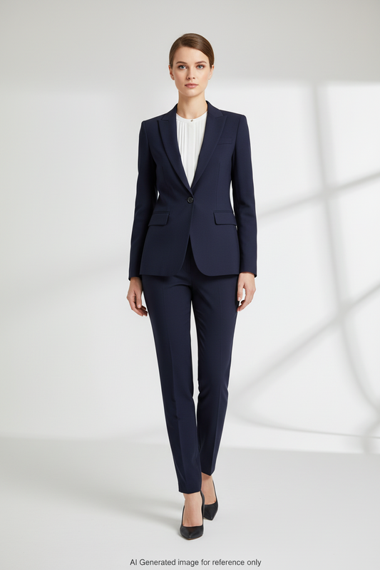 Indigo Textured Super 110's Wool – 340g | Bespoke Women's Suit & Separates