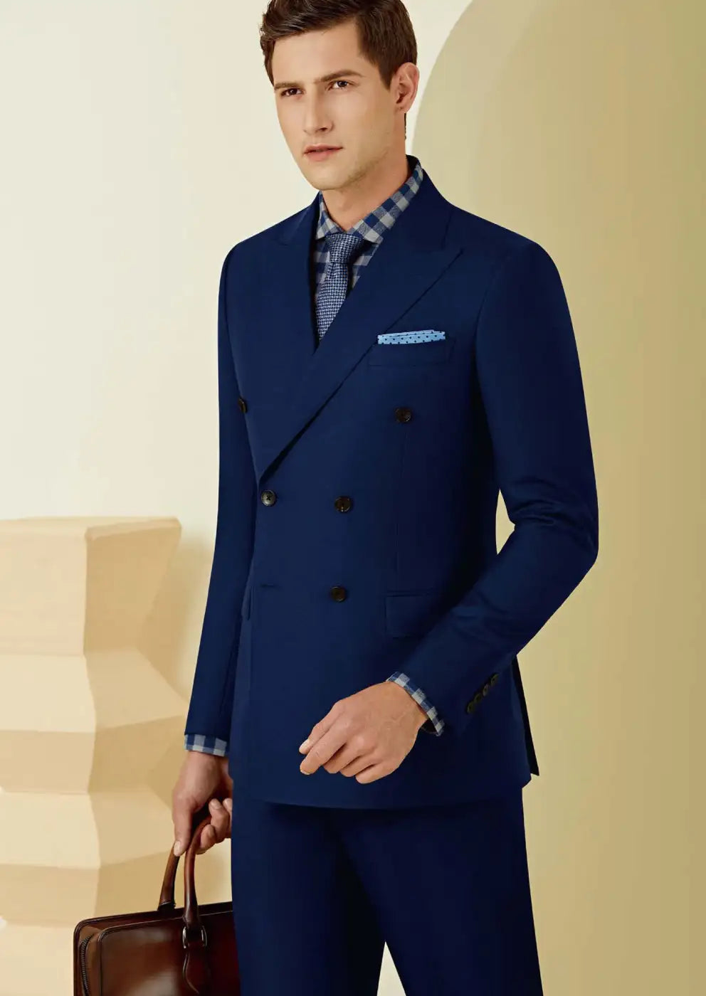 Indigo Super 110’s Double Breasted Wool Suit – 340g Premium Tailoring