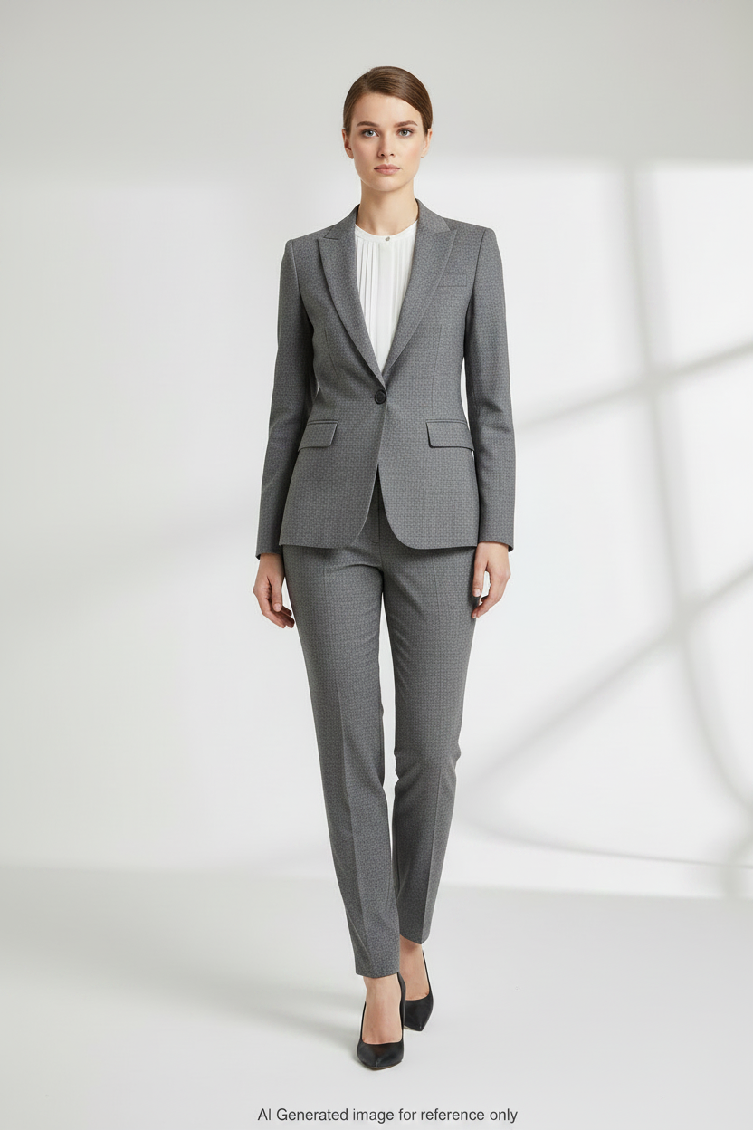 Indigo Textured Super 110's Wool – 340g | Bespoke Women's Suit & Separates